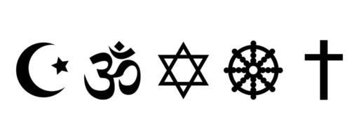 A set of icons featuring religious symbols, designed in format with a flat style vector