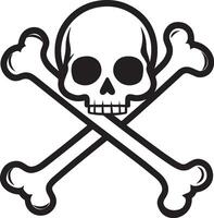 Pirate flag of skull and crossbones linear black vector