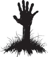 Zombie hand coming out of the ground clean simple silhouette black vector