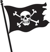 Waving Pirate flag of skull and crossbones clean simple black vector