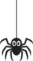 Halloween Spider Hanging From Their Web clean simple black vector