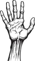 Zombie hand for halloween linear black vector