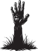 Zombie hand from the grave, halloween clean simple black vector
