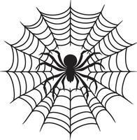 Scary spider web cobweb, halloween linear black vector