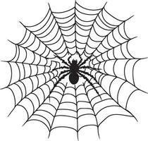 Scary spider web cobweb, halloween linear black vector