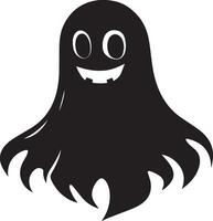 cute halloween ghost linear black vector