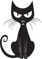 hissing black cat of a frightened, halloween clean simple black vector