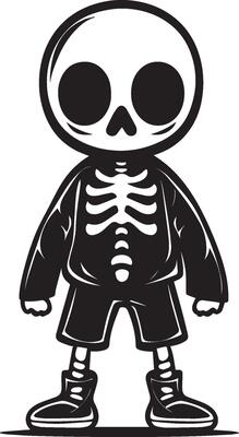 Little kid wearing Skeleton suit costume linear black