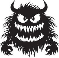 scary halloween monster linear black vector
