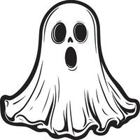 Cartoon Halloween Ghost sheet linear black vector