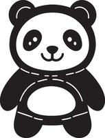 A cute little panda lantern clean simple black vector