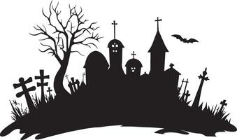 Old cemetery halloween background clean simple black vector