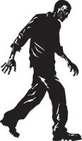 Halloween walking zombie clean simple black vector
