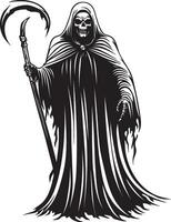 Scarry Grim Reaper halloween linear black vector