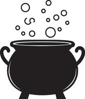 Cauldron with bubbles, halloween clean simple black vector