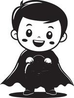 Little kid wearing Vampire costume holding jack o lantern clean simple black vector