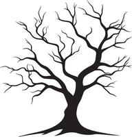 Halloween bare tree linear black vector