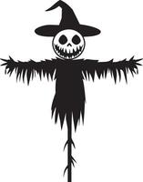 Cute Halloween Scarecrow clean simple black vector