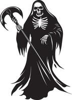 Scarry Grim Reaper halloween linear black vector