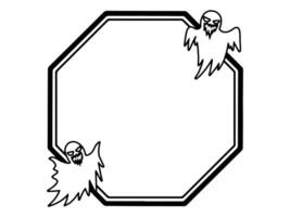 Halloween Frame Ghost Line Art Illustration vector