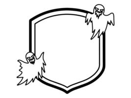 Halloween Ghost Frame Line Art Illustration vector