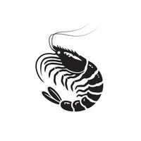 Shrimp Silhouette isolated on white background Minimalist crayfish vector