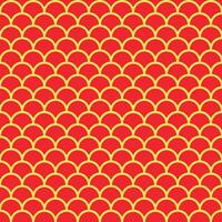 seamless pattern of red fish scales with gold stripes, suitable for Chinese New Year events vector