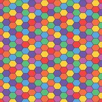 Seamless pattern of colorful hexagon geometric shapes, shaped like rainbow colored honeycombs vector