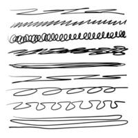 Set of artistic pen brushes. Hand drawn grunge strokes. Doodle lines, various dividers for web sites. vector