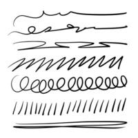 Set of artistic pen brushes. Hand drawn grunge strokes. Doodle lines, various dividers for web sites. vector