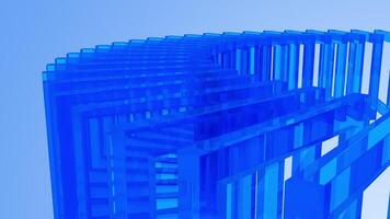 ABSTRACT HORIZONTAL ROTATING GEOMETRY TRANSPARENT SQUARES BLUE GLASS BACKGROUND LOOP video
