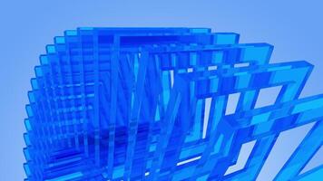 ABSTRACT VERTICAL ROTATING GEOMETRY TRANSPARENT SQUARES BLUE GLASS BACKGROUND LOOP video