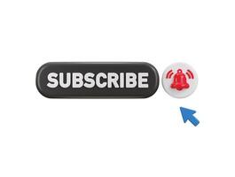 Subscribe button with bell notification icon 3d render concept of click on subscribe channel icon illustration vector