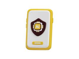 3d smart phone with artificial intelligence icon 3d rendering illustration vector