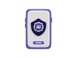3D purple smart phone with artificial intelligence icon 3d rendering illustration vector