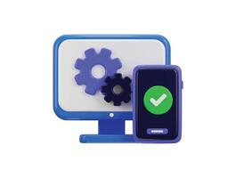 Monitor with settings icon 3d render concept of app development icon illustration vector