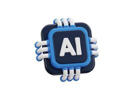 3d artificial intelligence chip icon 3d rendering illustration vector