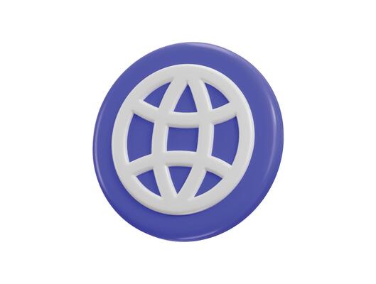 web search browser symbol on circle button icon 3d rendering illustration