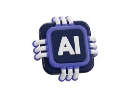 3d artificial intelligence chip icon 3d rendering illustration vector