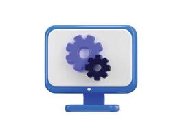 Monitor with settings icon 3d render concept of computer settings icon illustration vector