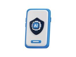 3d smart phone with artificial intelligence icon 3d rendering illustration vector