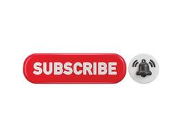 Subscribe button with bell notification icon 3d render concept of click on subscribe channel icon illustration vector