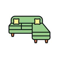 A Sofa couch icon with a sleek and modern design concept in a simple style vector