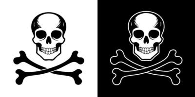 Two different skull and crossbones symbols on a black and white background vector