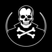 A skull with a black background and a white crossbone vector