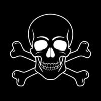 A skull and crossbones on a black background vector