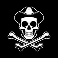 A skull and crossbones with a hat on a black background vector