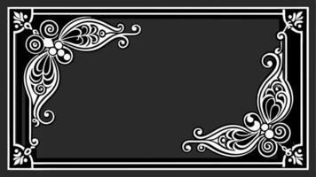 A black and white frame with a floral design vector