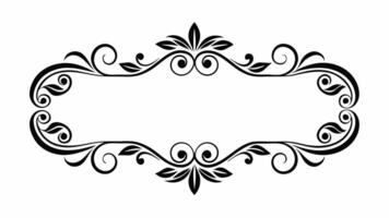 A black and white ornate frame with a scroll vector