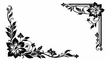 A black and white floral border vector